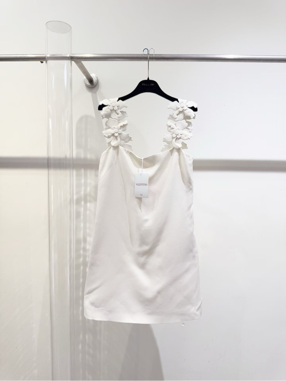 Valentino Cream Mini Dress with Floral Straps